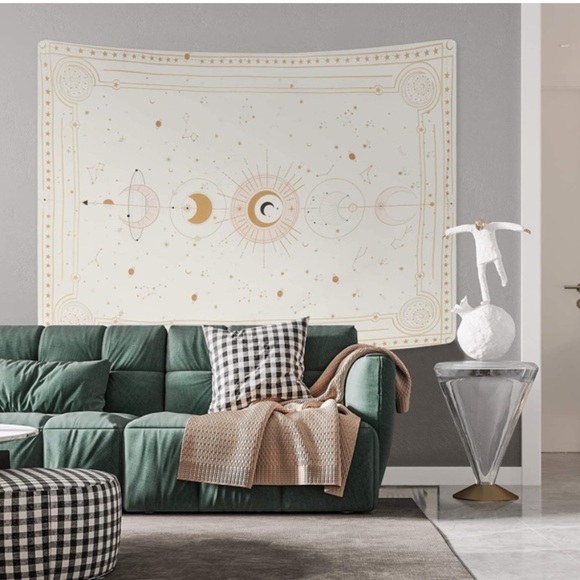 Bohemian Lunar Constellation Galaxy Space Neutral Indie HippieBedroom Wall Decor - Picture 5 of 7